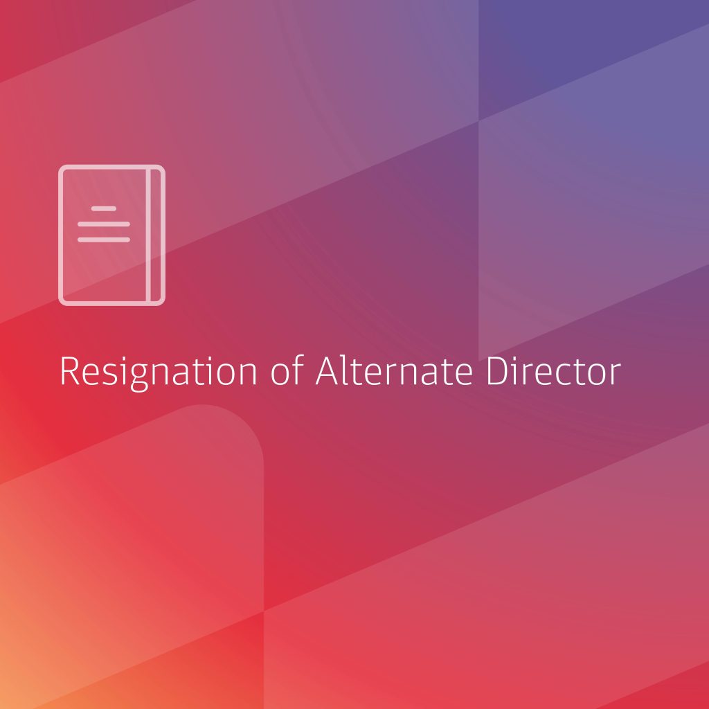  Resignation Of Alternate Director